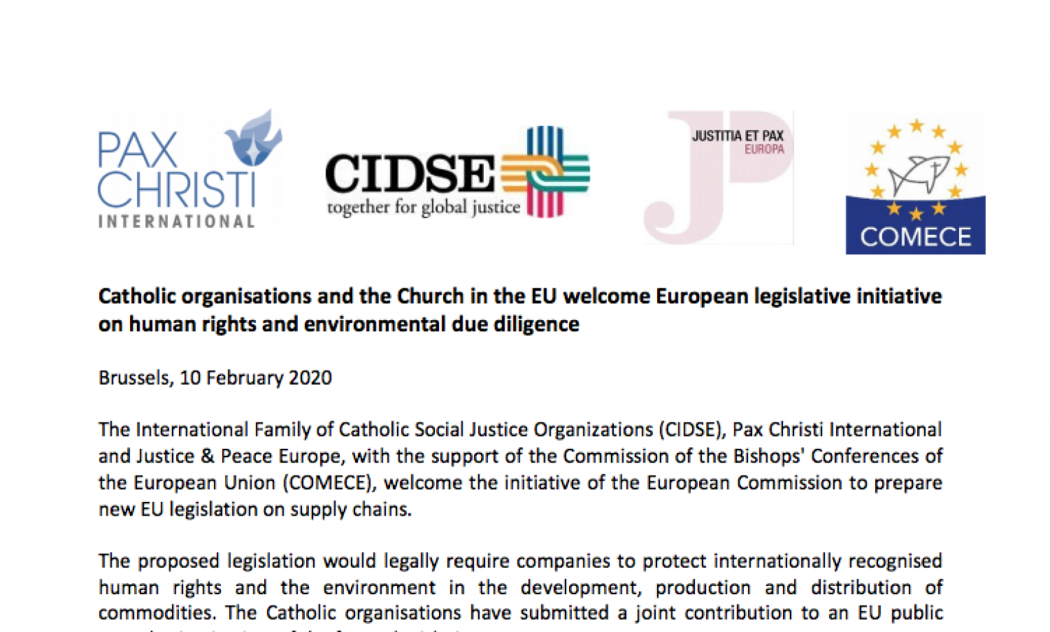 J&P Europe welcomes European legislative initiative on mandatory human rights and environmental due diligence 